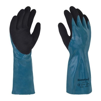 Guante de nitrilo solido verde 14 pulgadas Dermacare