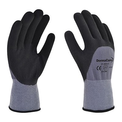 Guante nylon gris nitrilo microporoso palma y medio dorso